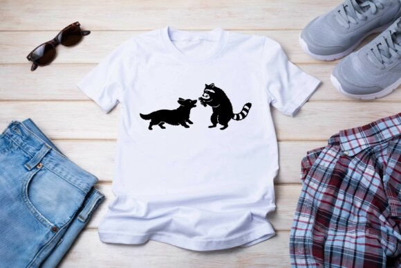 Corgi Raccoon Silhouette Clipart Vector