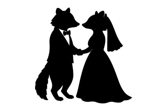 Funny Wedding Raccoon Couple Clipart