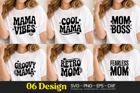 Mama Vibes Retro Boss Quotes SVG PNG