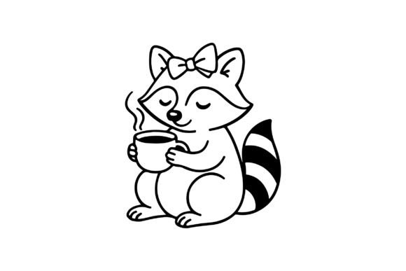 Raccoon Drinking Coffee Coquette Bow Review