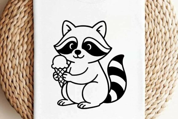 Raccoon Holding Ice Cream Silhouette