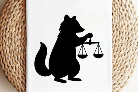 Raccoon Holding Scales Silhouette Embroidery Review